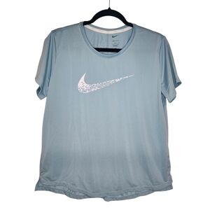 NIKE DRI-FIT Running Short Sleeve Athletic T-Shirt Womens Size Large Light Blue